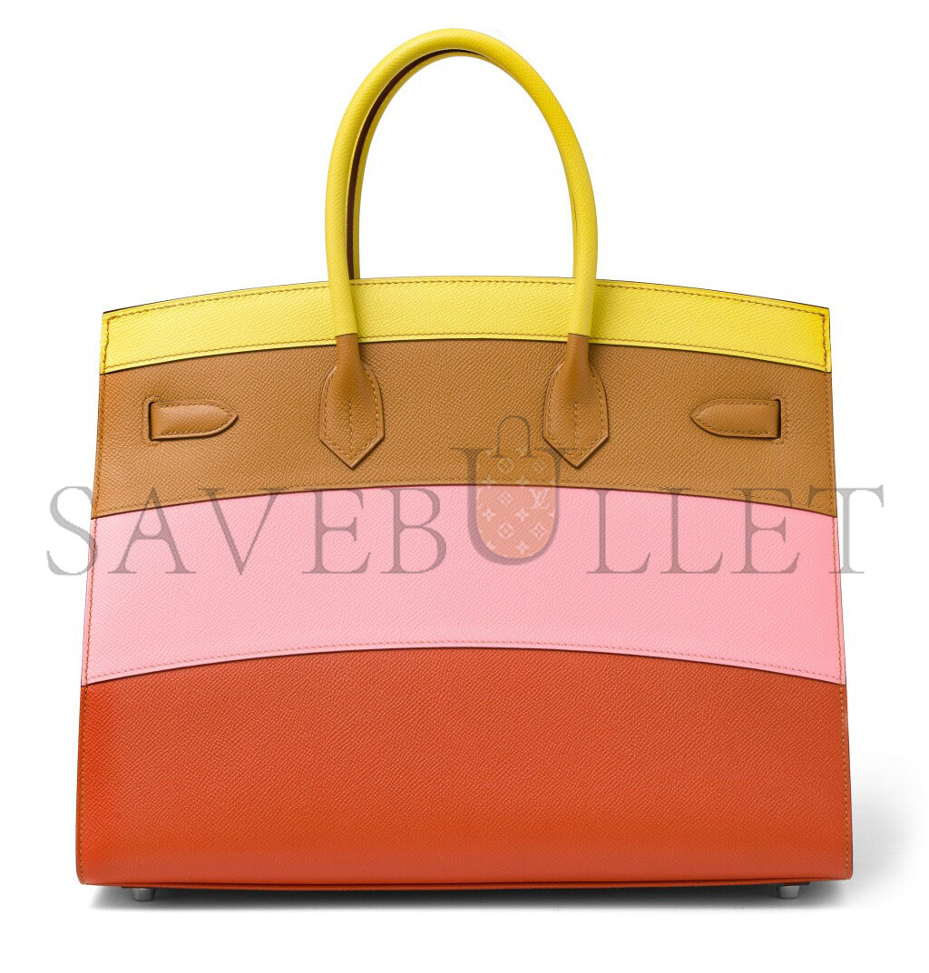 HERMES MASTER BIRKIN 35 EPSOM LEATHER RAINBOW BAG SILVER BUCKLE H028326CK03 (35*28*18cm)